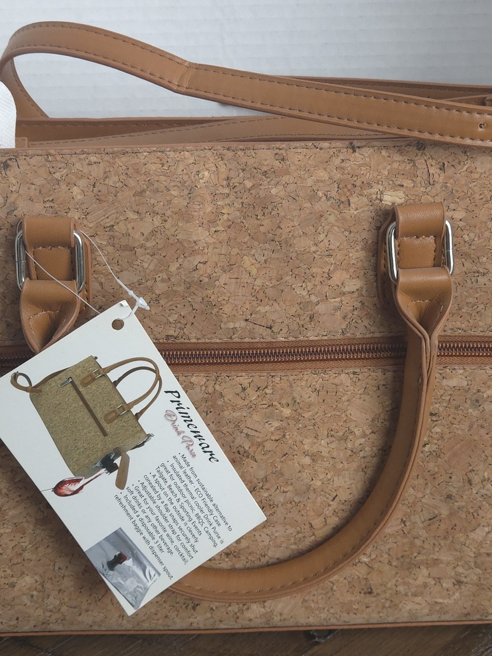 Cork Tote Bag with Tan Trim - Women Bags